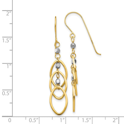 14K Two-Tone Oval Beaded Dangle Earrings
