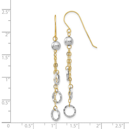 14K Two-Tone Circle Dangle Earrings