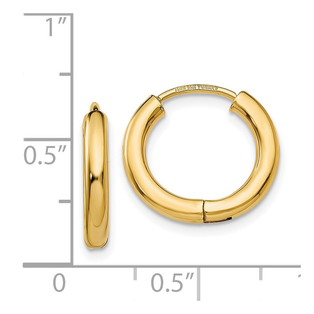 14K Yellow Gold Polished Hollow Hoop Earrings