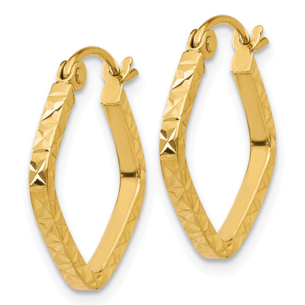 14K Yellow Gold Diamond Cut Squared Hoop Earrings
