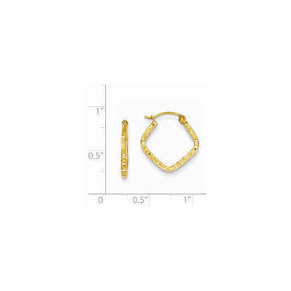 14K Yellow Gold Diamond Cut Squared Hoop Earrings