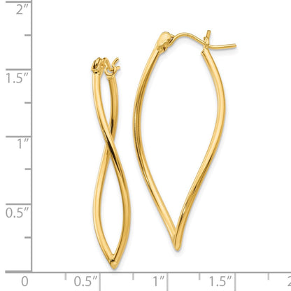 14K Yellow Gold Polished Fancy Hoop Earrings
