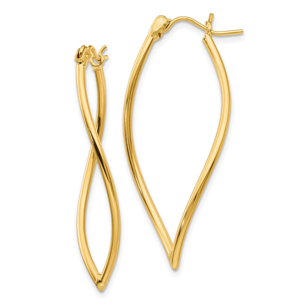 14K Yellow Gold Polished Fancy Hoop Earrings