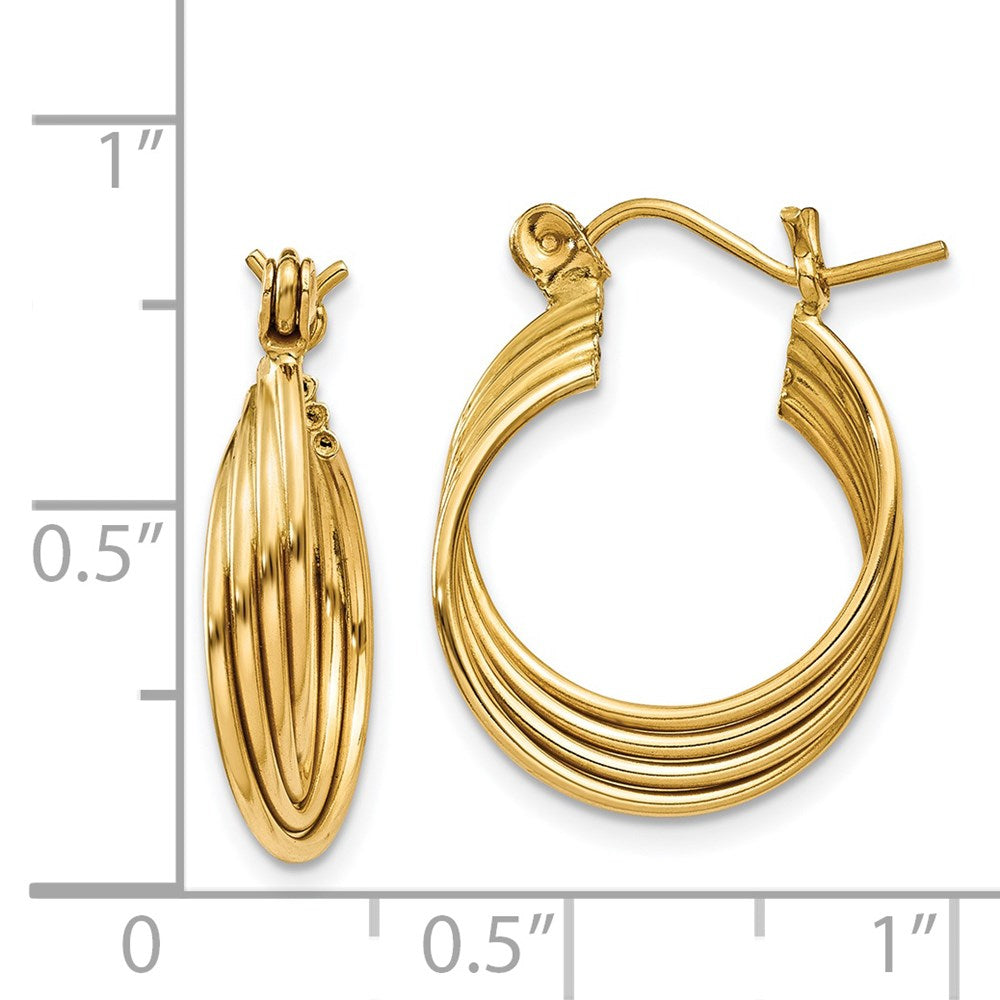 14K Yellow Gold Polished Circles Hoop Earrings