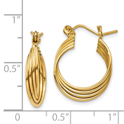 14K Yellow Gold Polished Circles Hoop Earrings