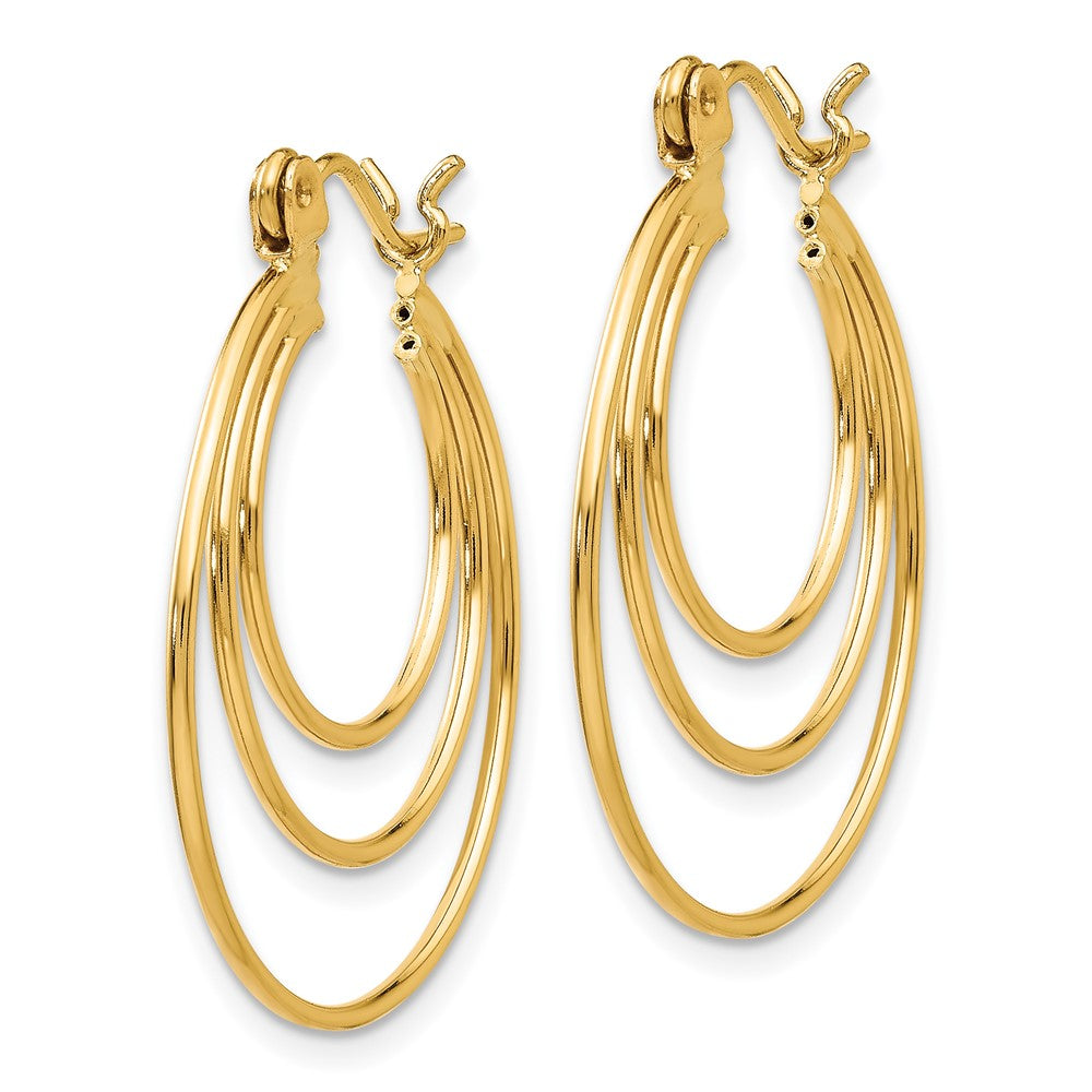 14K Yellow Gold Polished Circles Hoop Earrings