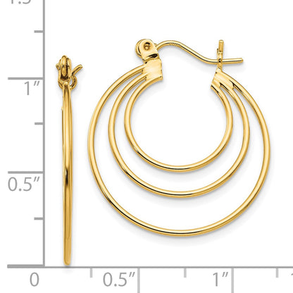 14K Yellow Gold Polished Circles Hoop Earrings