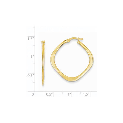 14K Yellow Gold Tapered Square Hoop Earrings