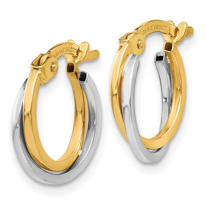 14K Two-Tone Polished Hollow Hoop Earrings