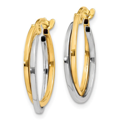 14K Two-Tone Polished Hollow Hoop Earrings