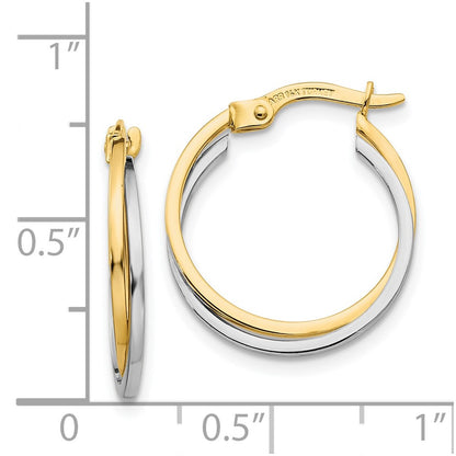 14K Two-Tone Polished Hollow Hoop Earrings