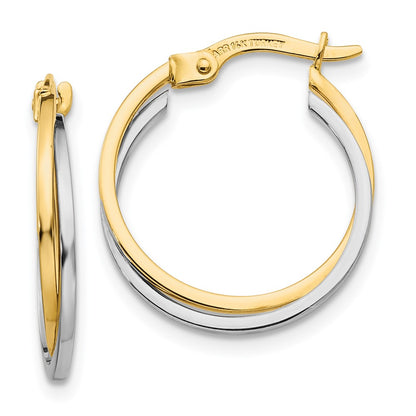 14K Two-Tone Polished Hollow Hoop Earrings