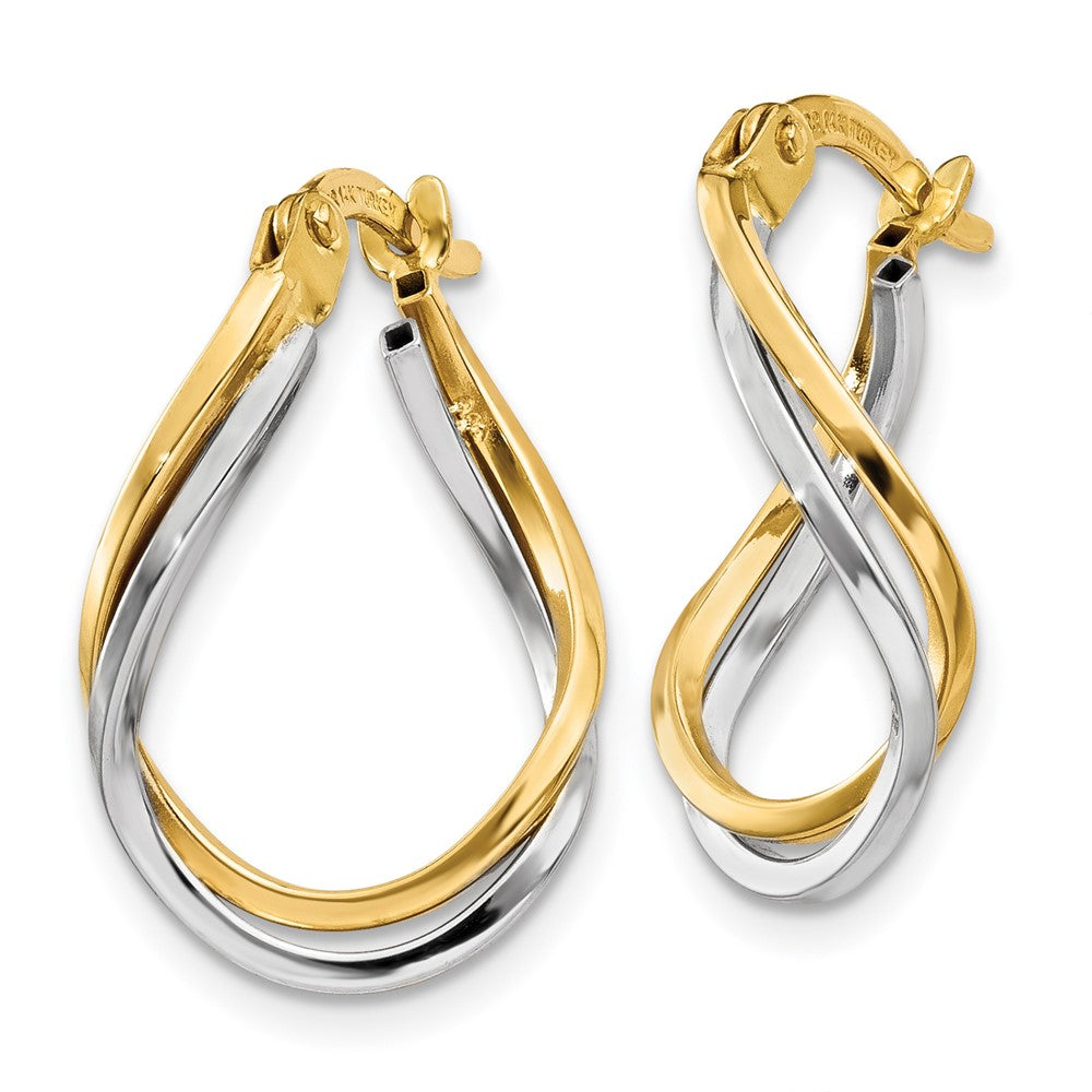 14K Two-Tone Twisted Hoop Earrings