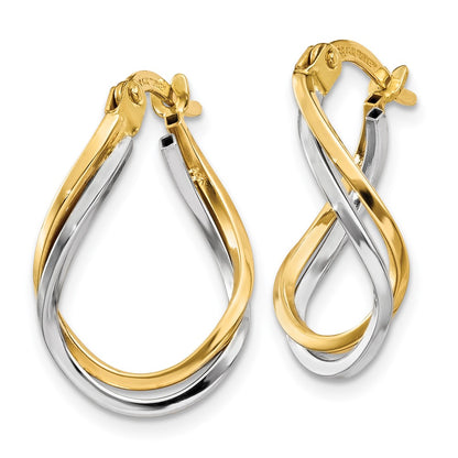 14K Two-Tone Twisted Hoop Earrings