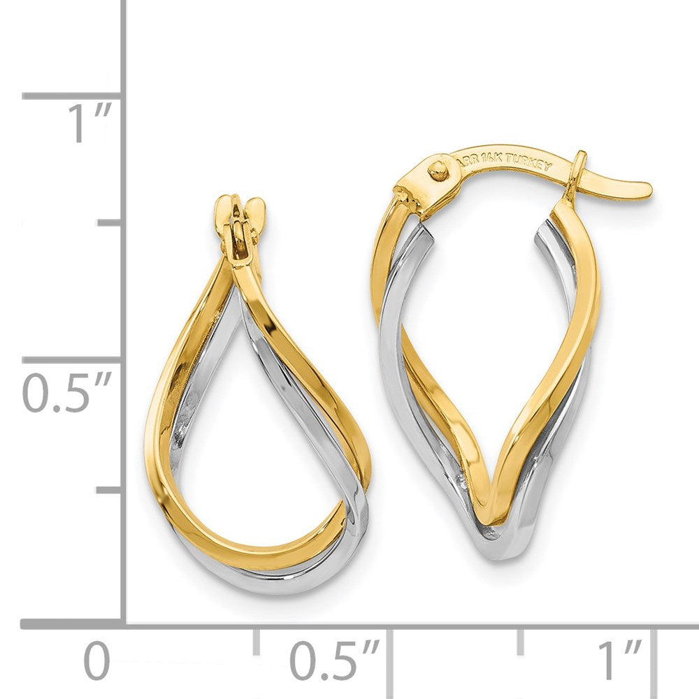 14K Two-Tone Twisted Hoop Earrings