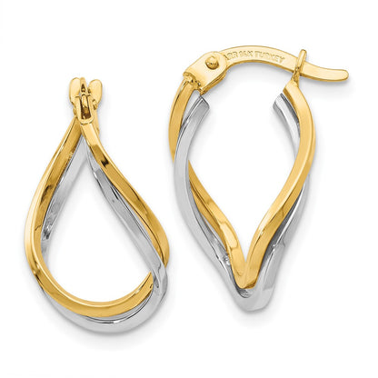 14K Two-Tone Twisted Hoop Earrings