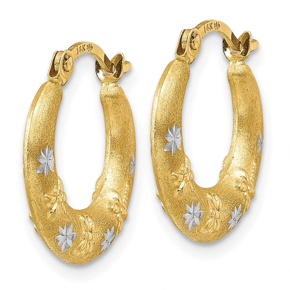 14K Yellow & Rhodium Hoop Earrings
