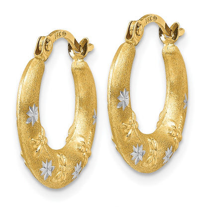 14K Yellow & Rhodium Hoop Earrings