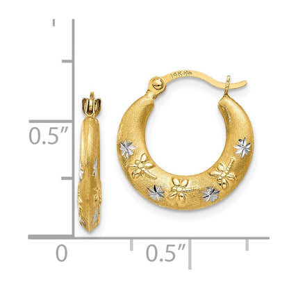 14K Yellow & Rhodium Hoop Earrings