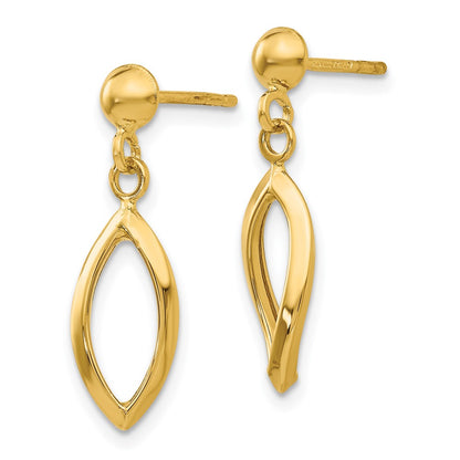 14K Yellow Gold Post Dangle Earrings