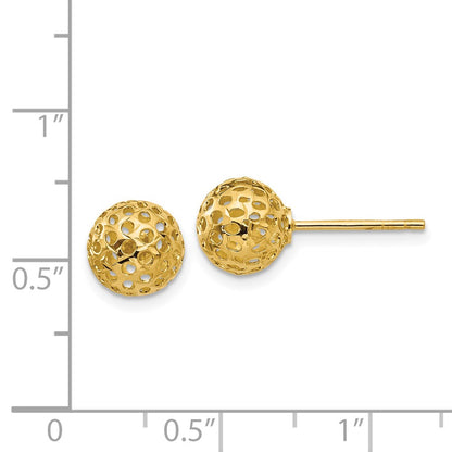 14K Yellow Gold Diamond Cut Bead Post Earrings