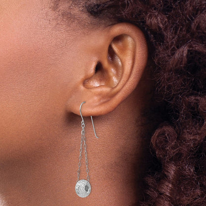 14K White Gold Chain W/Diamond-Cut Puff Donut Bead Earrings