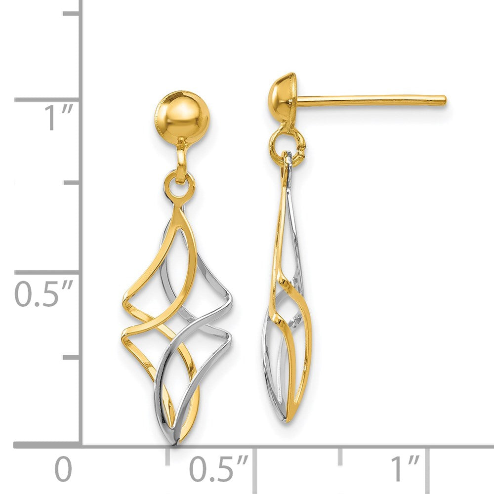 14K Two-Tone Post Dangle Earrings
