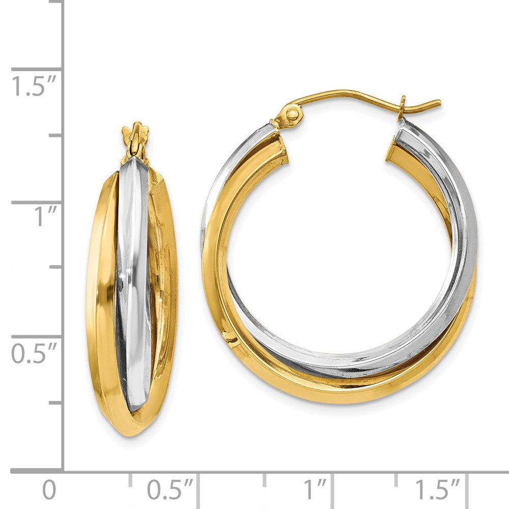 14K Two-Tone Polished Double Hoop Earrings