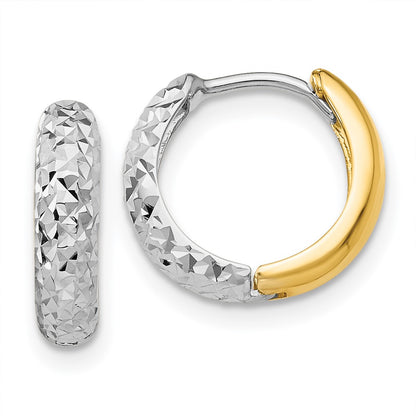 14K Two-Tone Diamond-Cut Hoop Earrings