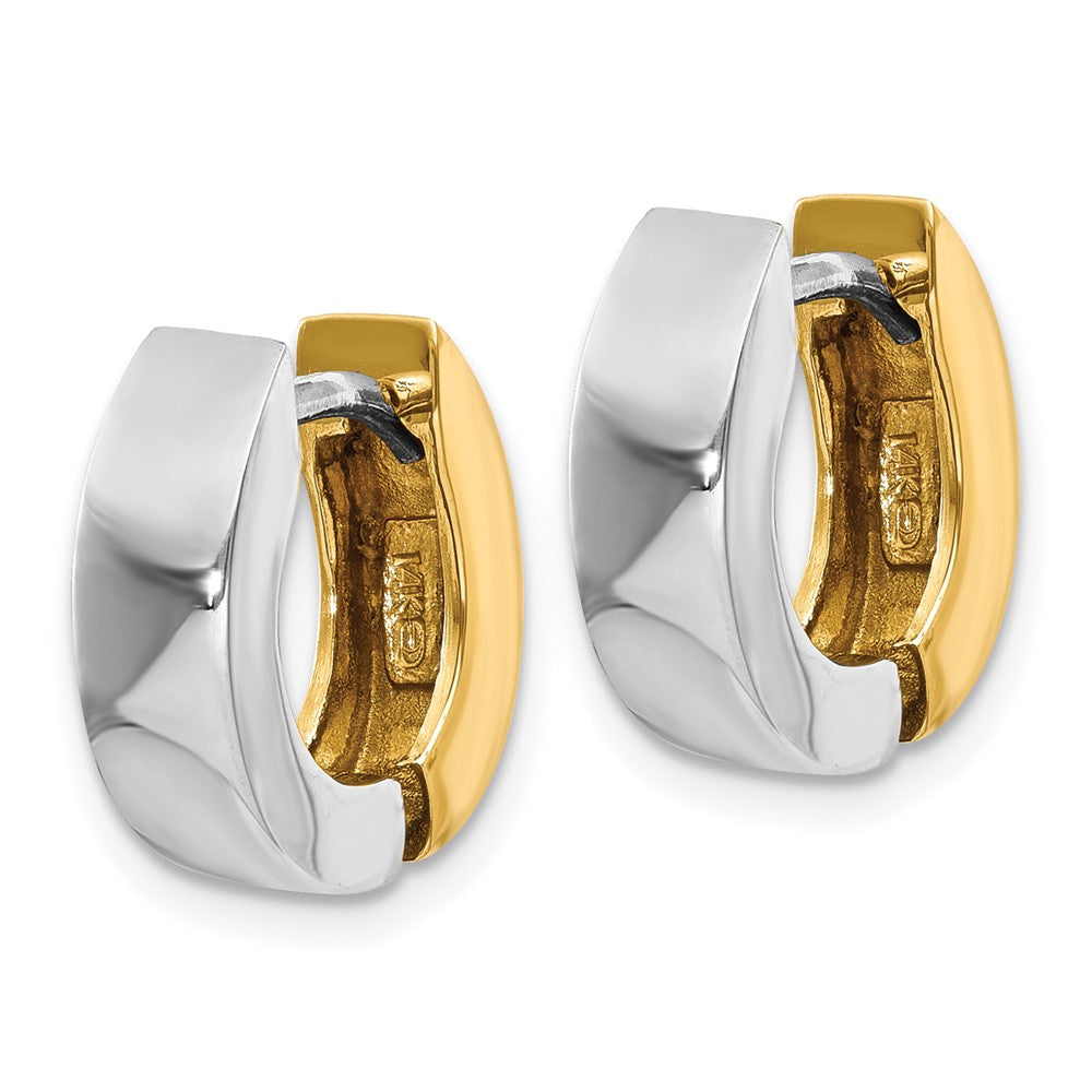 14K Two-Tone Polished Hinged Hoop Earrings