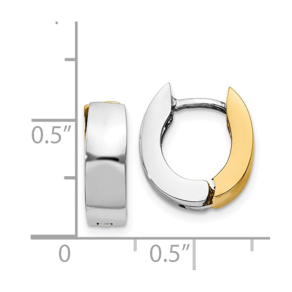 14K Two-Tone Polished Hinged Hoop Earrings
