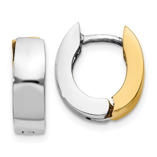 14K Two-Tone Polished Hinged Hoop Earrings