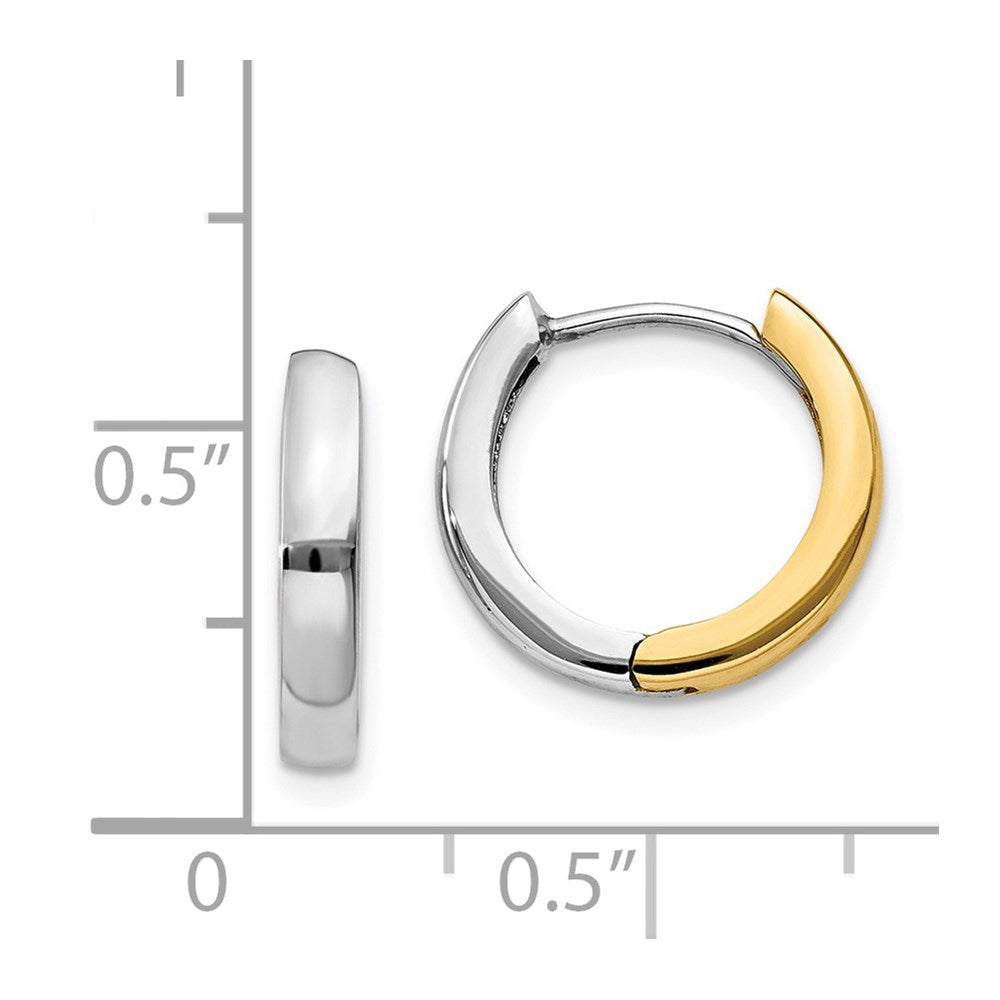 14K Two-Tone Round Hinged Hoop Earrings