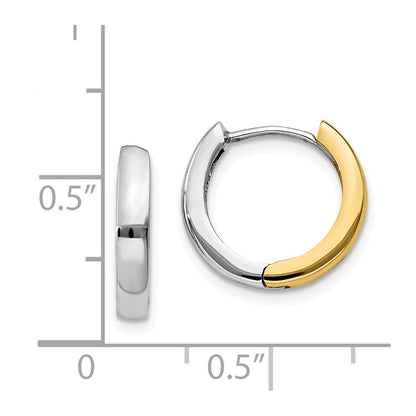 14K Two-Tone Round Hinged Hoop Earrings