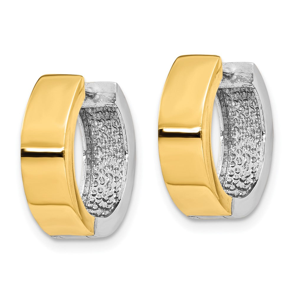 14K Two-Tone Round Hinged Hoop Earrings