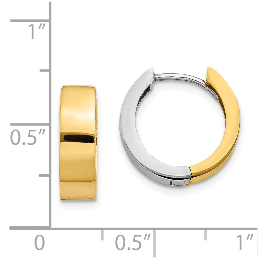 14K Two-Tone Round Hinged Hoop Earrings