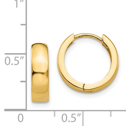 14K Yellow Gold Round Hinged Hoop Earrings