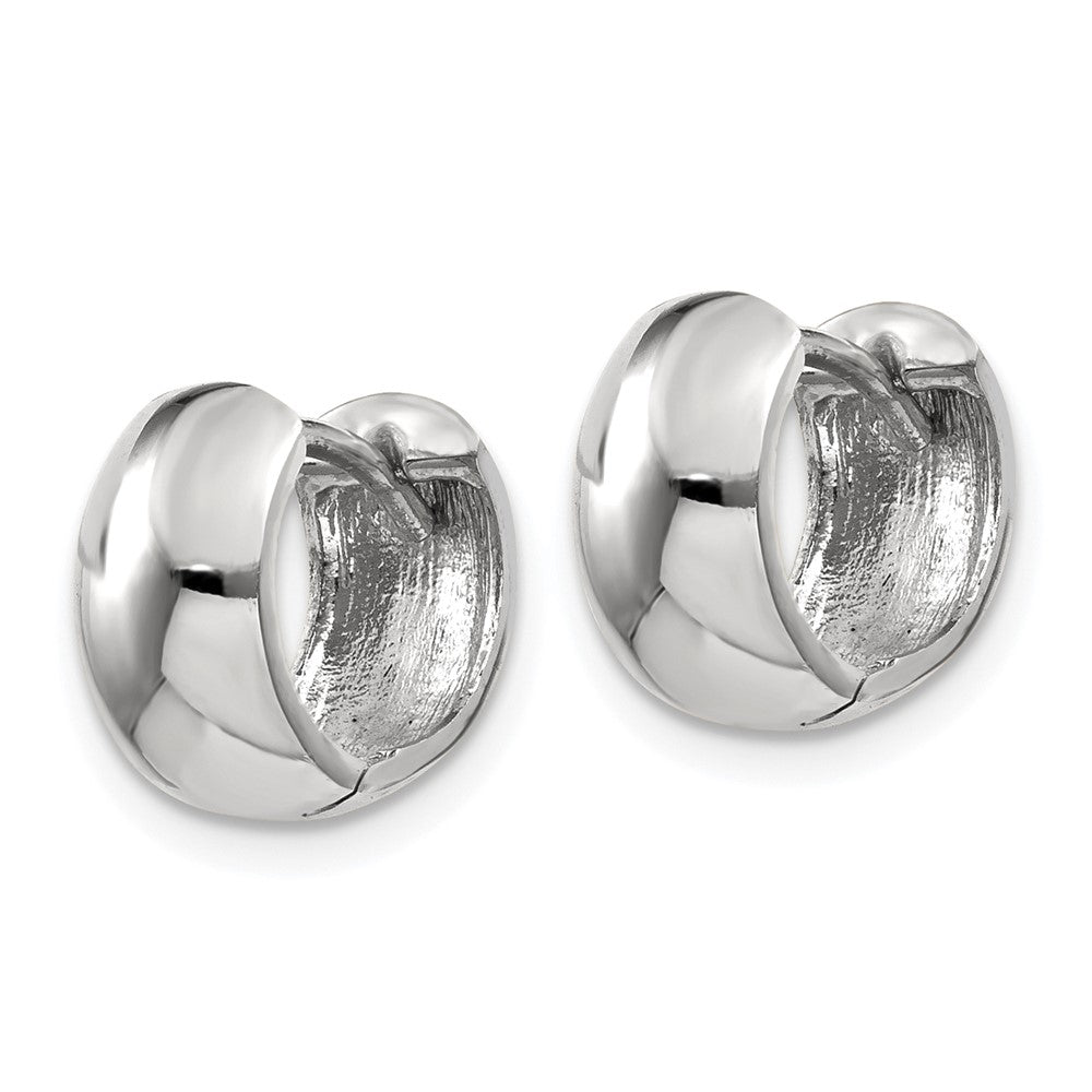 14K White Gold Round Hinged Hoop Earrings