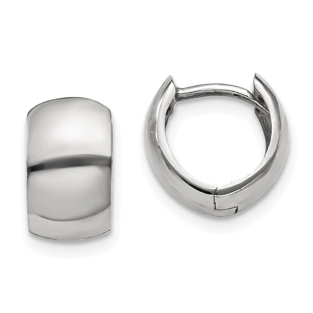 14K White Gold Round Hinged Hoop Earrings