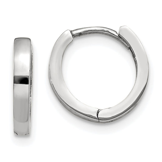 14K White Gold Round Hinged Hoop Earrings