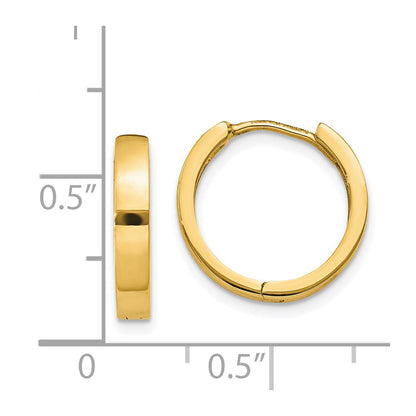 14K Yellow Gold Round Hinged Hoop Earrings