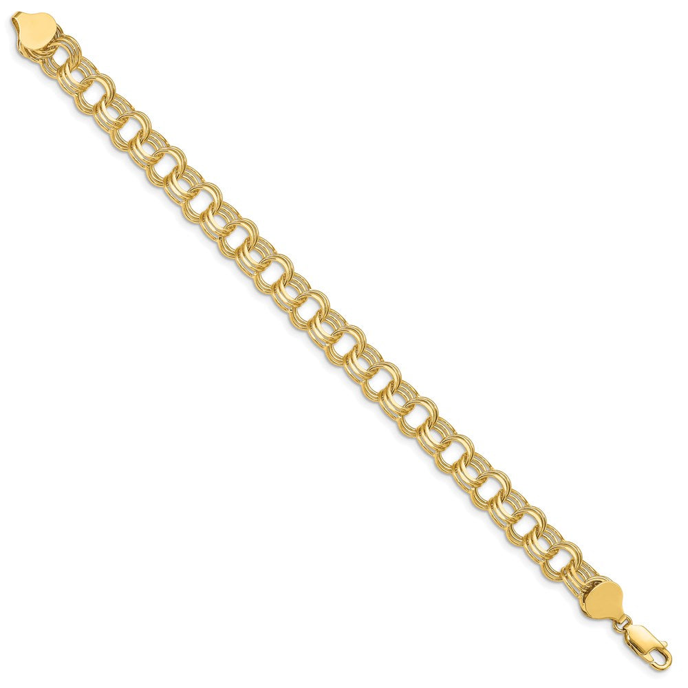 8 Inch 14K Triple Link Charm Bracelet