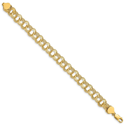 8 Inch 14K Triple Link Charm Bracelet