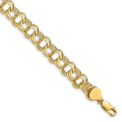 7 Inch 14K Triple Link Charm Bracelet