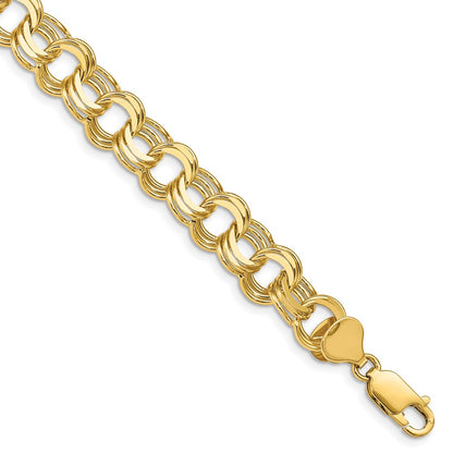 8 Inch 14K Triple Link Charm Bracelet