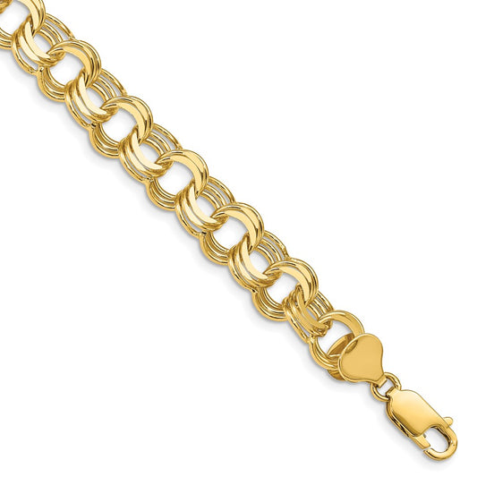7 Inch 14K Triple Link Charm Bracelet