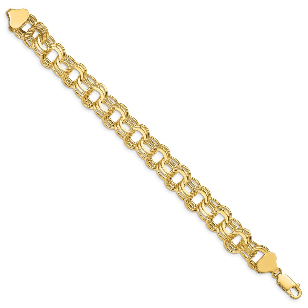 7 Inch 14K Triple Link Charm Bracelet
