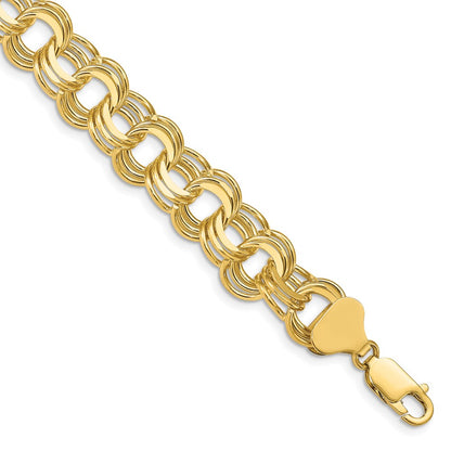 8 Inch 14K Triple Link Charm Bracelet