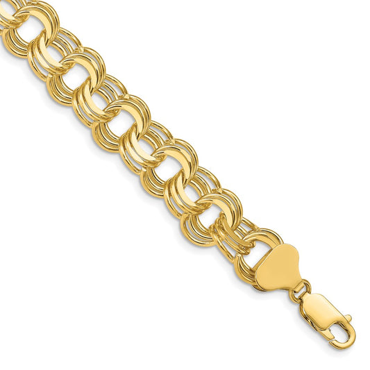 8 Inch 14K Triple Link Charm Bracelet