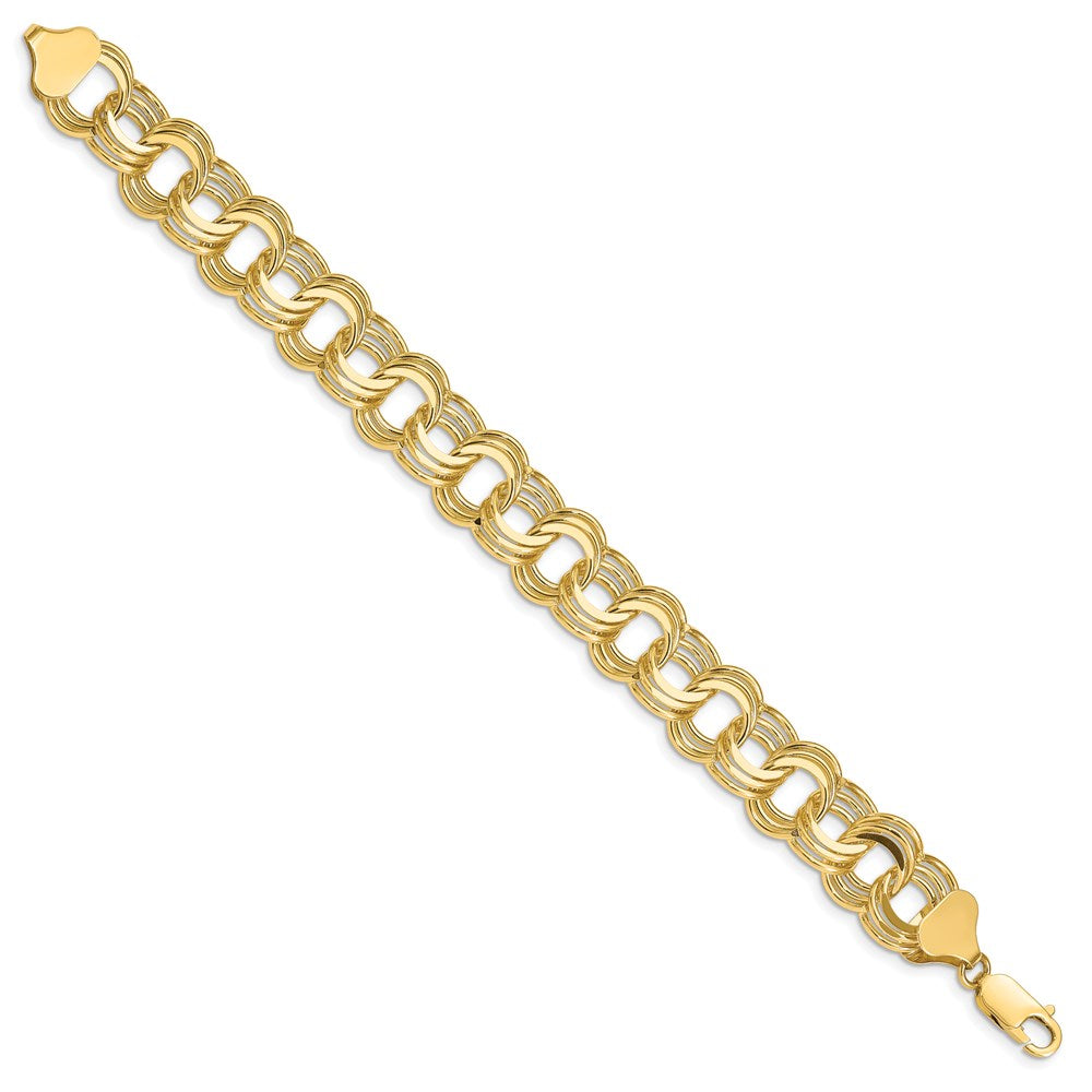 7 Inch 14K Triple Link Charm Bracelet